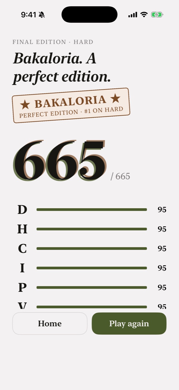 Final results showing 665 out of 665 with a Bakaloria stamp.